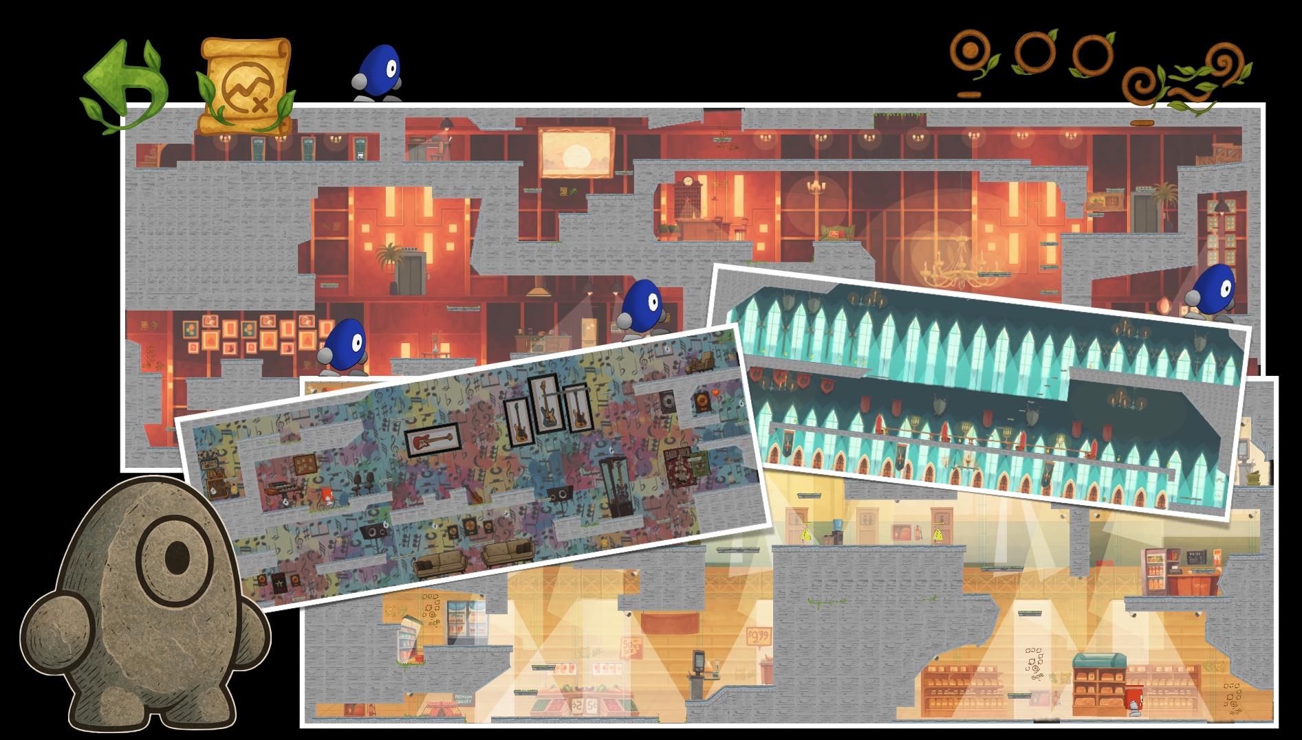 Screenshot mostrando profundidade de cenário do Jungle Dimensions