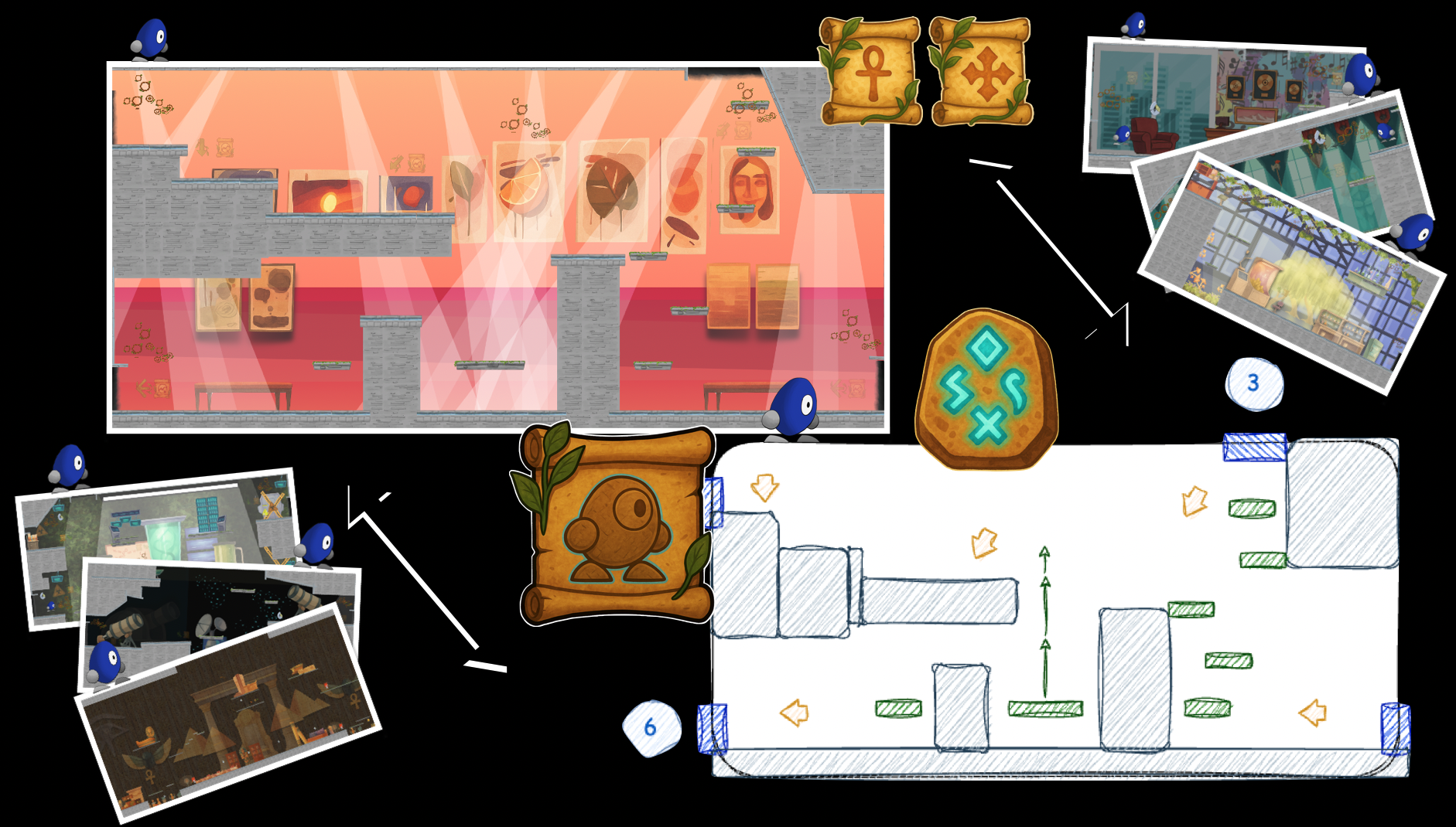 Screenshot com inimigos e coletores no Jungle Dimensions